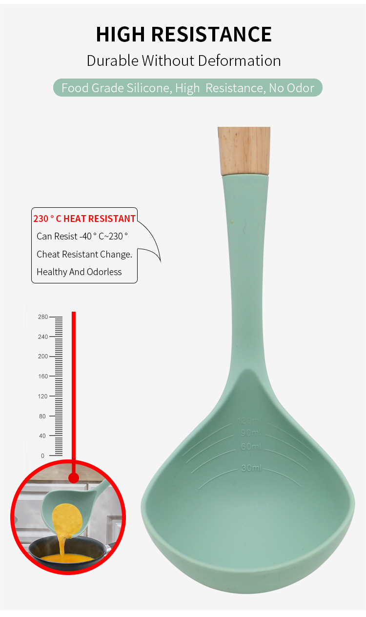 Amazon Products High Quality Kitchen Accessories Silicone Kitchen Ladle Non Stick Heat Resistant Silicone Soup Ladle