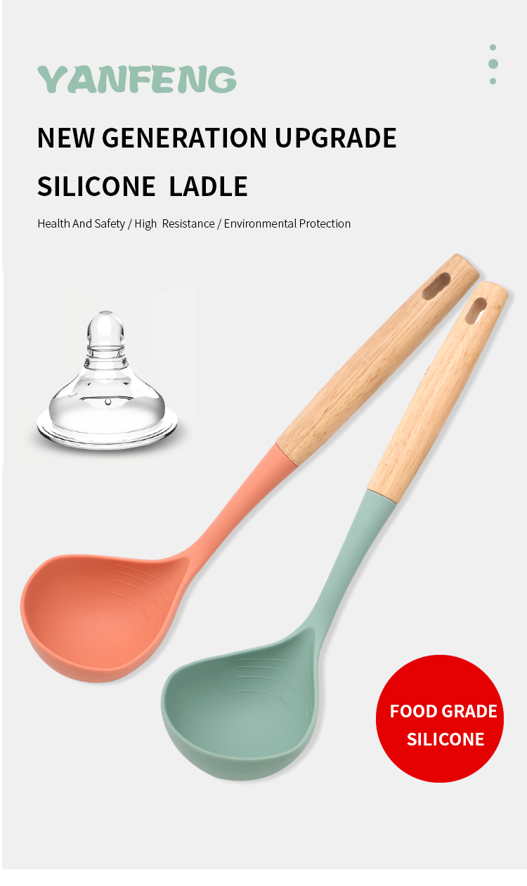 Amazon Products High Quality Kitchen Accessories Silicone Kitchen Ladle Non Stick Heat Resistant Silicone Soup Ladle