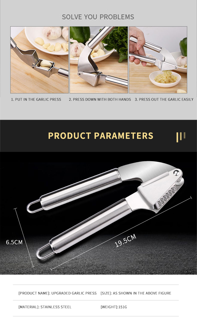 Factory Outlet High Quality Manual Garlic Squeezer Kitchen Tools Multifunction Garlic Press Crusher