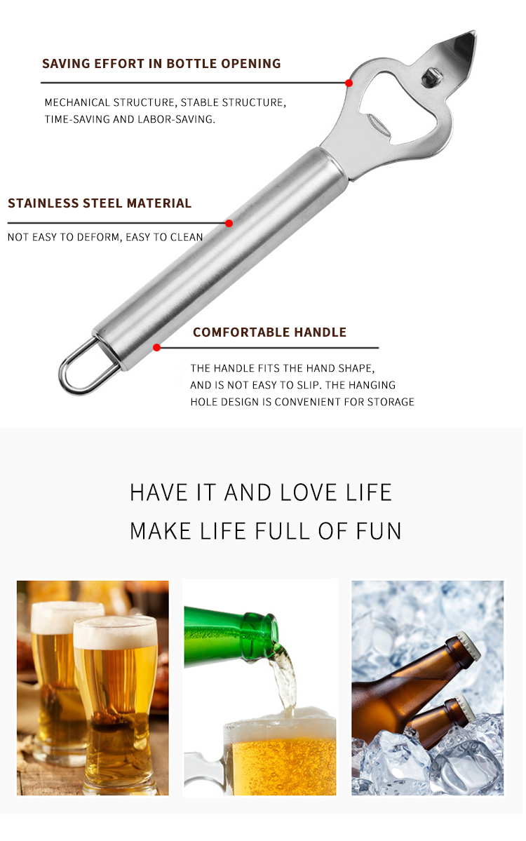 Factory Hot Sale Eco Friendly Metal Beer Bottle Can Opener Kitchen Tools Stainless Steel Beer Bottle Opener