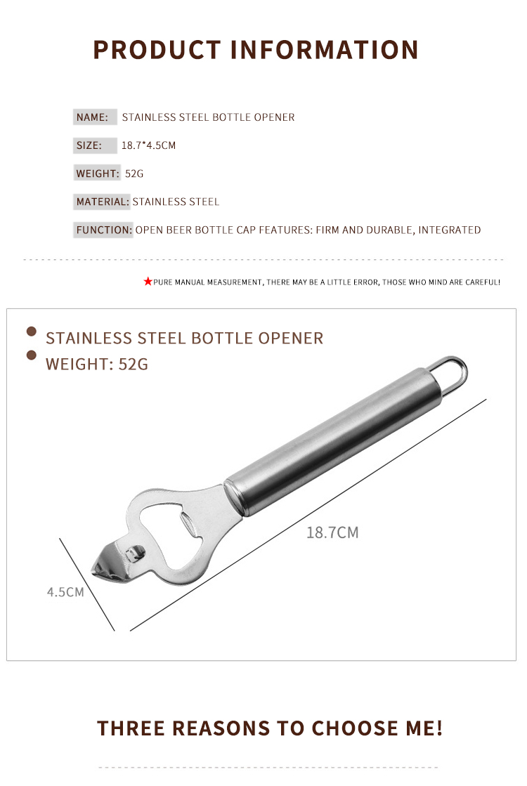 Factory Hot Sale Eco Friendly Metal Beer Bottle Can Opener Kitchen Tools Stainless Steel Beer Bottle Opener