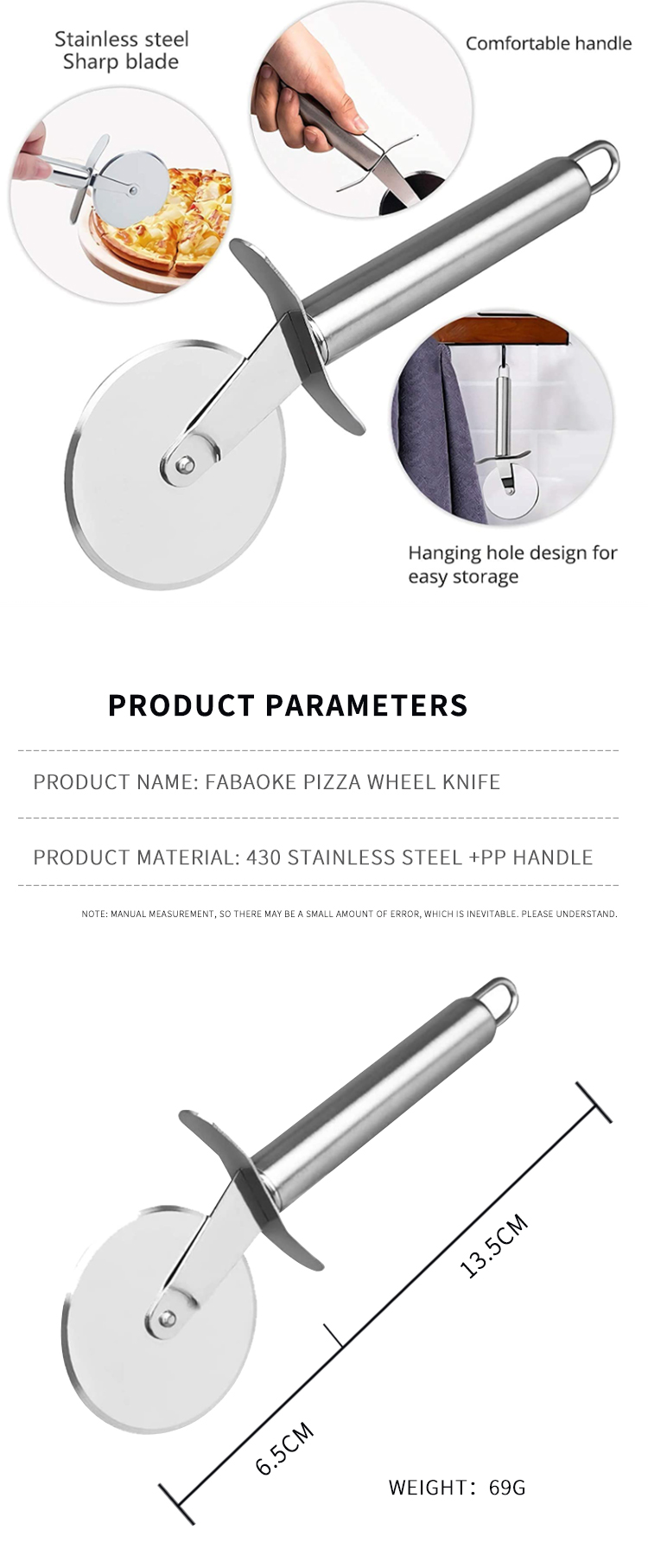 Best Seller 2022 High Quality Stainless Steel Single Wheel Pizza Knife Baking Tool Pizza Cutter