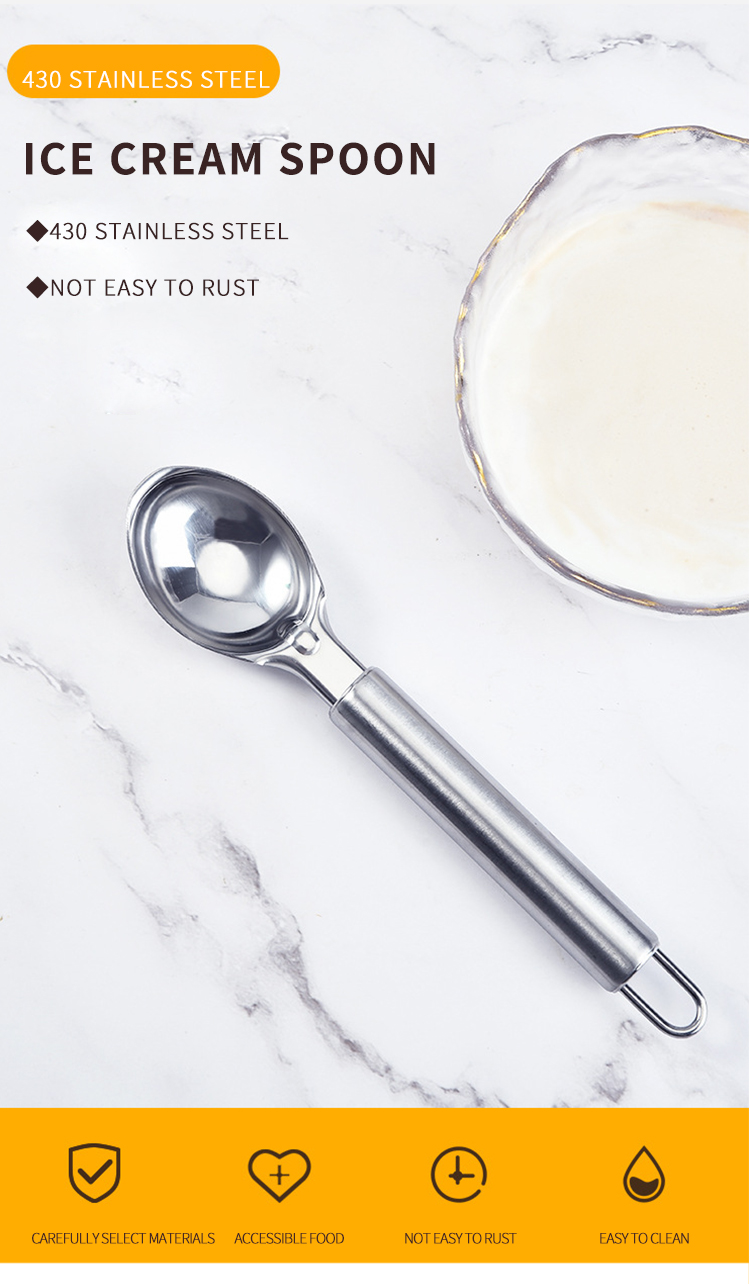 Factory Promotional Wholesale Ice Cream Scoop Kitchen Dessert Spoon Eco-friendly Stainless Steel Ice Cream Tools