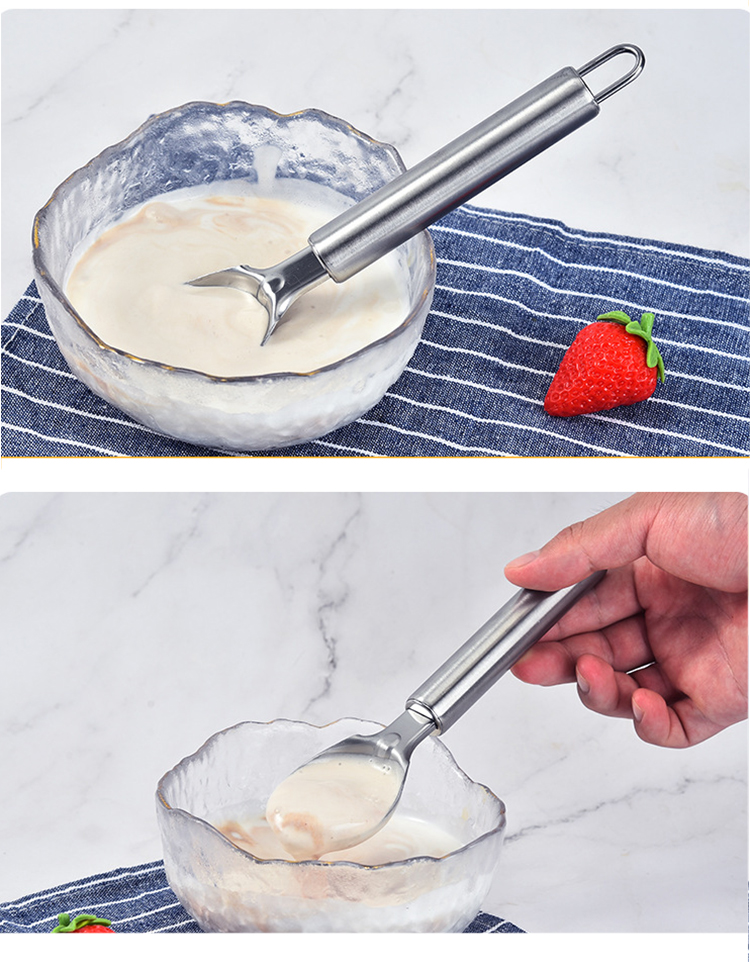 Factory Promotional Wholesale Ice Cream Scoop Kitchen Dessert Spoon Eco-friendly Stainless Steel Ice Cream Tools