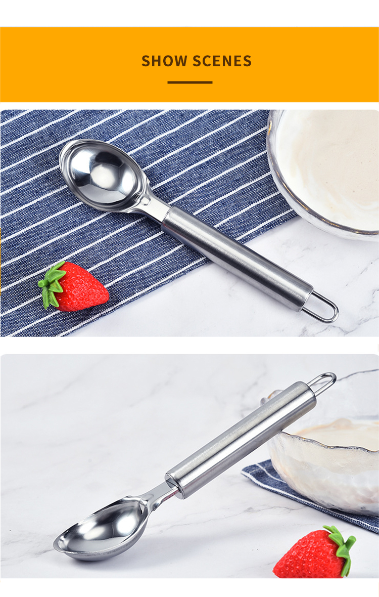 Factory Promotional Wholesale Ice Cream Scoop Kitchen Dessert Spoon Eco-friendly Stainless Steel Ice Cream Tools