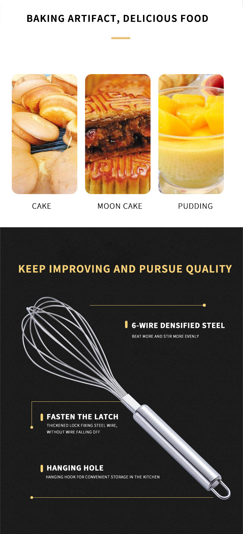 Gadgets 2022 Innovative Heat Resistant Stainless Steel Whisk Kitchen Accessories Cream Utensils Whisk Manual Mixer Egg Beater