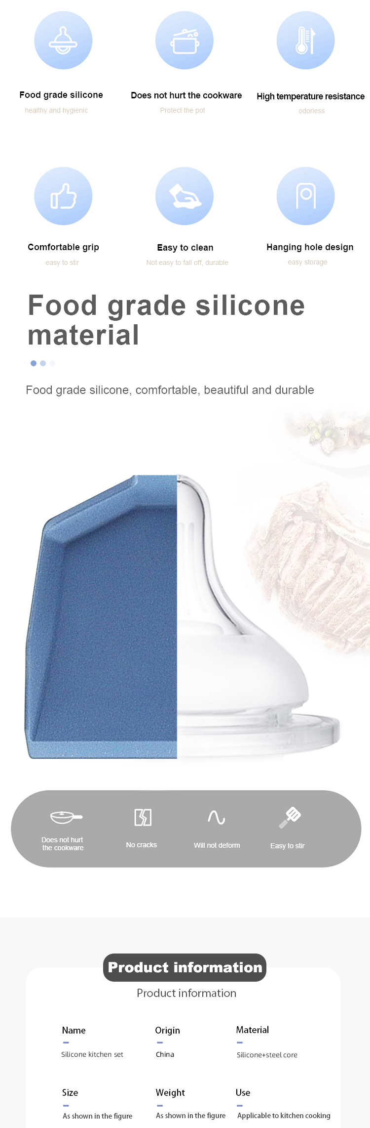 wholesale utensils kitchen set conina Non-Stick kitchen tools kitchenware Heat Resistant silicone kitchen utensils