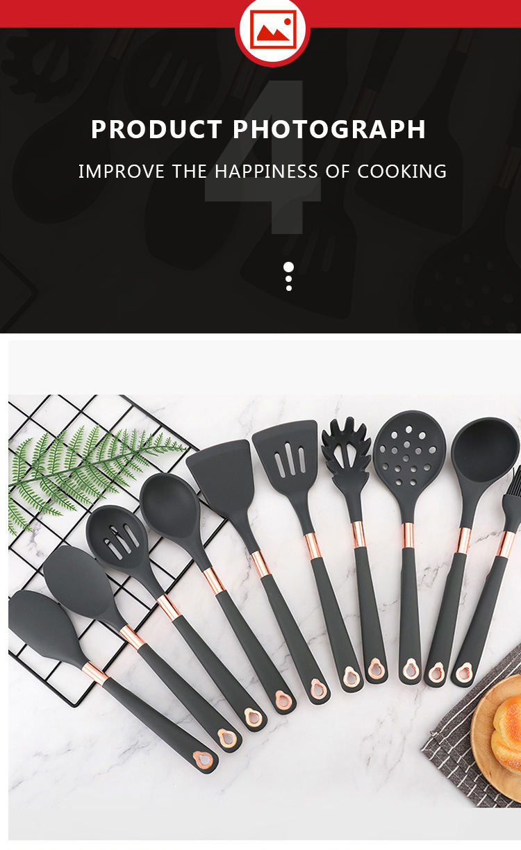 Amazon Hot Selling multi function10 pcs Silicone Cooking Tool Sets Non-Stick cocina de Silicone Kitchen Utensils Sets