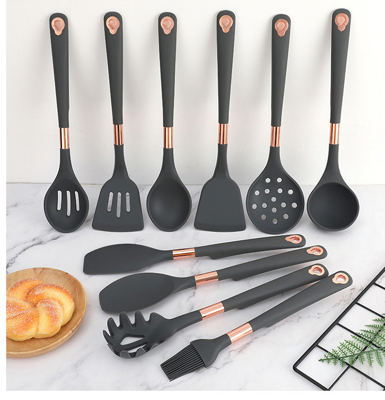 Amazon Hot Selling multi function10 pcs Silicone Cooking Tool Sets Non-Stick cocina de Silicone Kitchen Utensils Sets