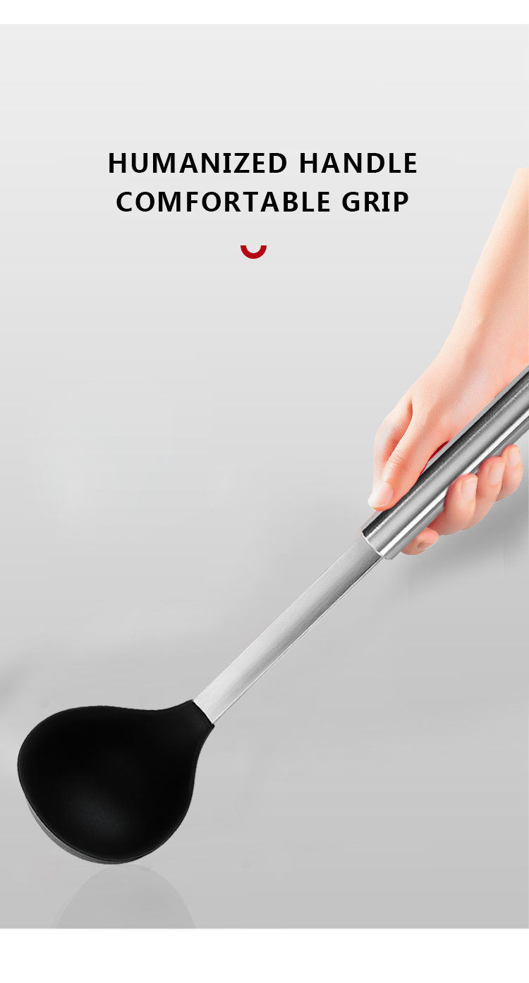 Amazon hot selling heat resistant silicone soup ladle silicone spoons non stick home kitchen cooking silicone kitchen ladle