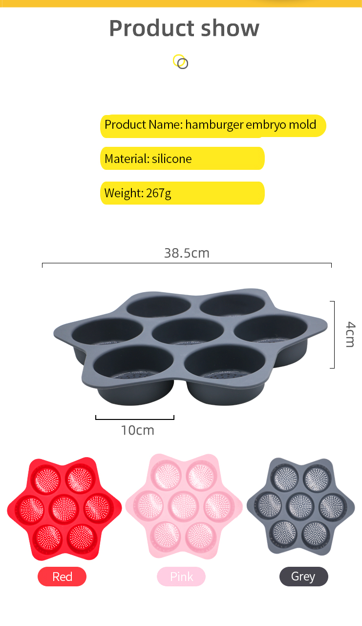 Amazon Hot Sell Eco-friendly Silicone Baking Bread Mold Burger Bun Mold Baking Tools Silicone Hamburger Mold