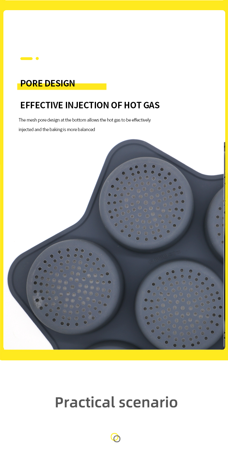 Amazon Hot Sell Eco-friendly Silicone Baking Bread Mold Burger Bun Mold Baking Tools Silicone Hamburger Mold