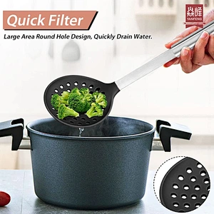 Kitchen Gadgets 304 Stainless Steel Holder Slotted Spoon Scoop Strainer Colander Kitchen Utensil Silicone Skimmer