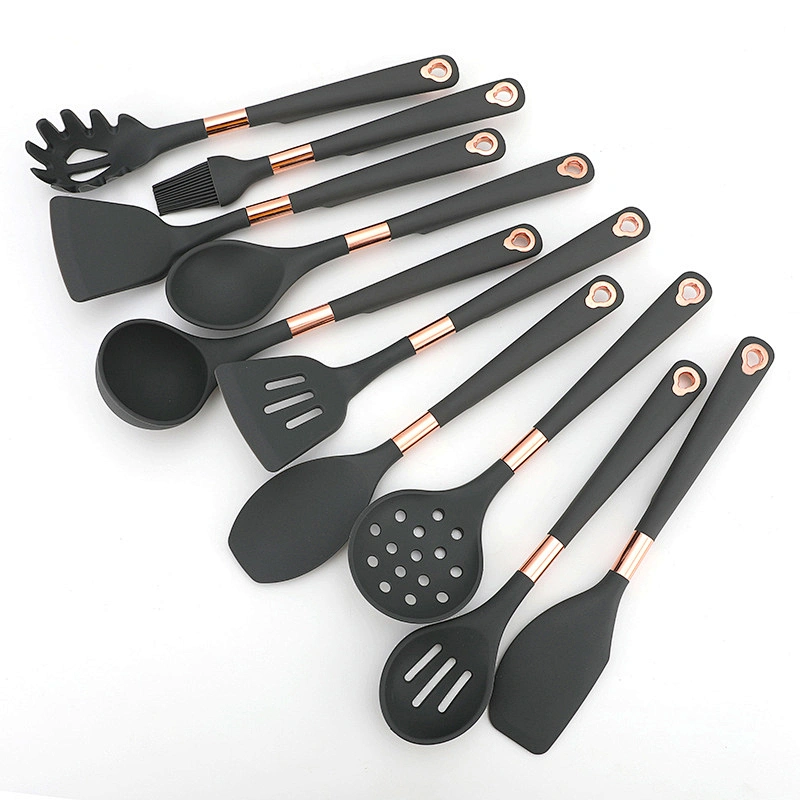 Amazon Hot Selling multi function10 pcs Silicone Cooking Tool Sets Non-Stick cocina de Silicone Kitchen Utensils Sets