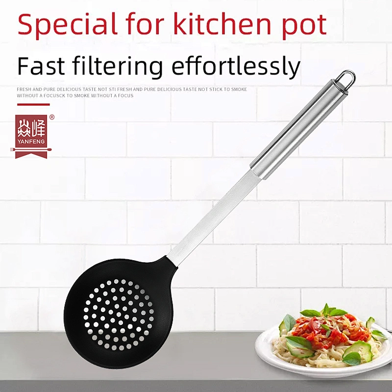 Kitchen Gadgets 304 Stainless Steel Holder Slotted Spoon Scoop Strainer Colander Kitchen Utensil Silicone Skimmer