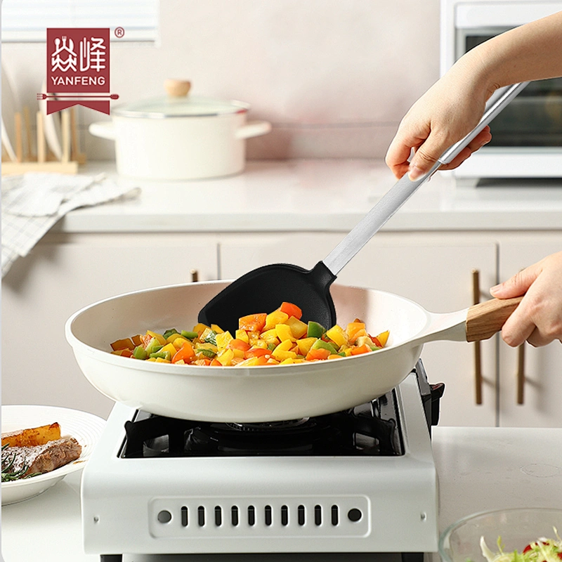 Best Seller High Quality Stainless Steel Kitchen Turner Shovel Non-slip Cooking Utensils Tools Silicone Turner With Long Handle