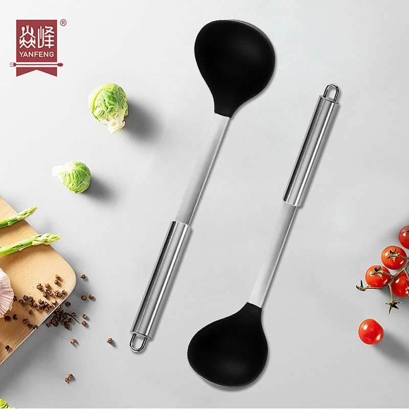 Amazon hot selling heat resistant silicone soup ladle silicone spoons non stick home kitchen cooking silicone kitchen ladle