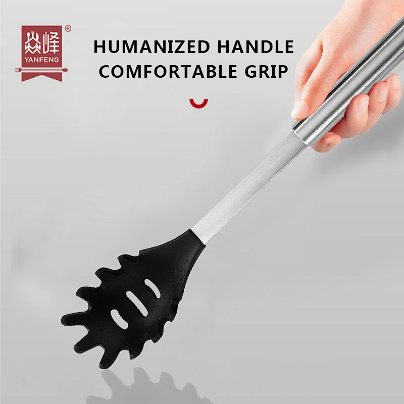 High Quality Stainless Steel Slotted Spaghetti Strainer Server Spoon Kitchen Accessories Silicone Pasta Spaghetti Server