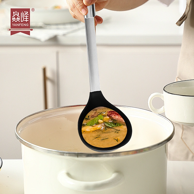 Amazon hot selling heat resistant silicone soup ladle silicone spoons non stick home kitchen cooking silicone kitchen ladle