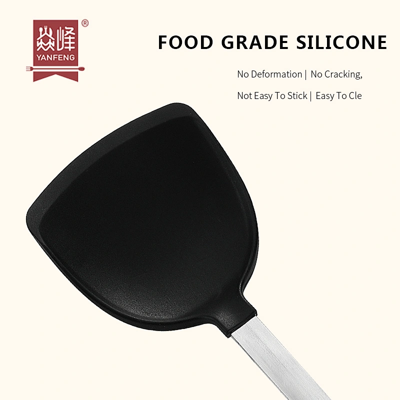Best Seller High Quality Stainless Steel Kitchen Turner Shovel Non-slip Cooking Utensils Tools Silicone Turner With Long Handle