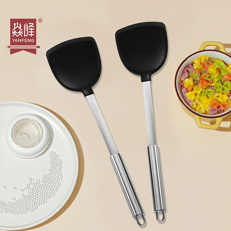 Best Seller High Quality Stainless Steel Kitchen Turner Shovel Non-slip Cooking Utensils Tools Silicone Turner With Long Handle