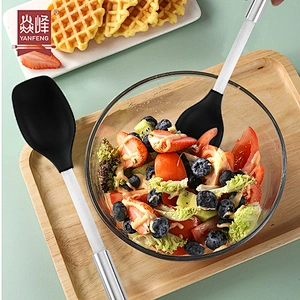 FACTORY CUSTOM ECO FRIENDLY 304 STAINLESS STEEL SILICONE SPOON KITCHEN GADGETS SET KITCHEN COOKING SPOONS