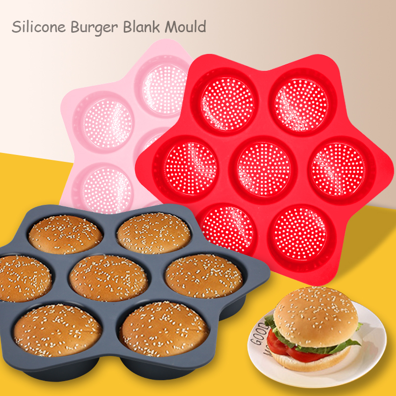 Amazon Hot Sell Eco-friendly Silicone Baking Bread Mold Burger Bun Mold Baking Tools Silicone Hamburger Mold
