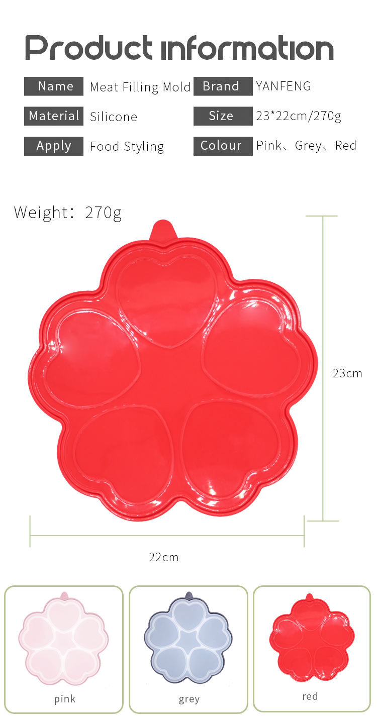 WHOLESALE HEART SHAPED SILICONE MOLDS KITCHEN TOOLS REUSABLE HAMBURGER MEAT MOLD NON-STICK CHOCOLATE SILICONE MOLD