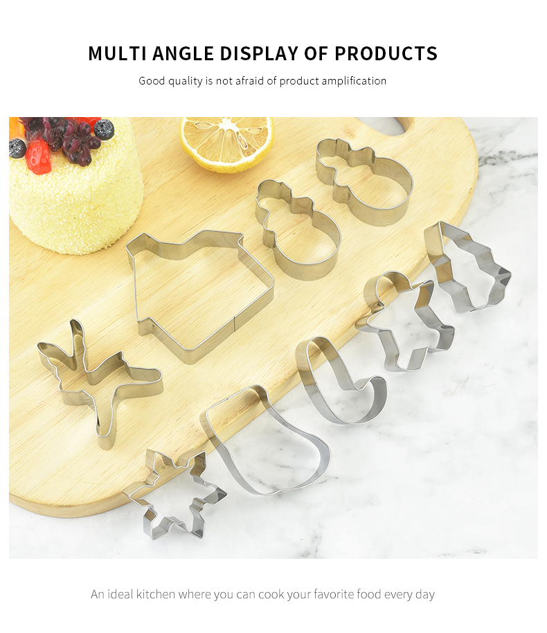 DIY Dessert Pastry Decoration Baking Tools Xmas Theme Biscuit Moulds bakeware set Christmas Stainless Steel Cookie Mold Custom