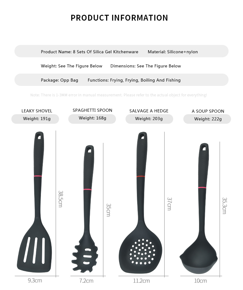 8Pcs nylon kitchen tools