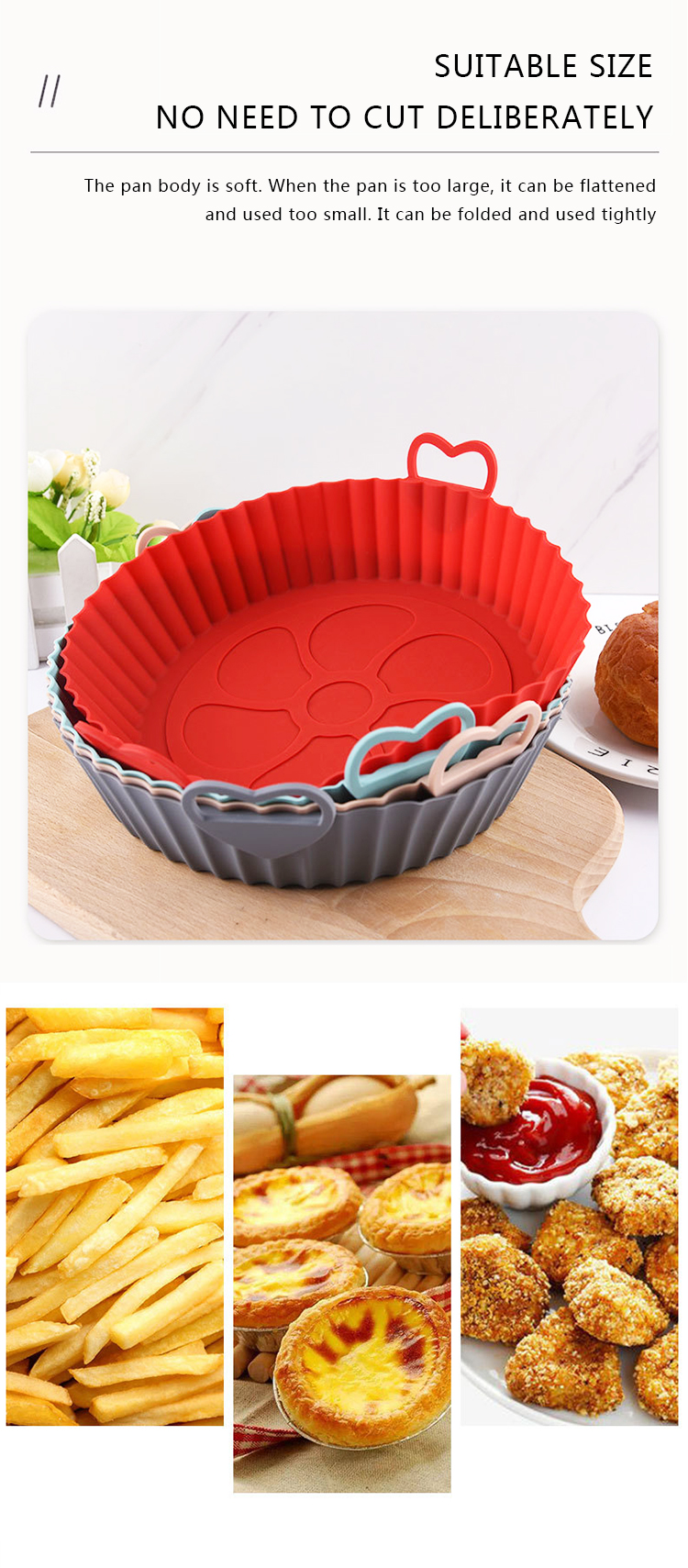 80g Amazon Hot Selling Air Fryer Silicone Pot Reusable Air Fryer Liners baking accessories Silicone Air Fryer Inner Liner Pot