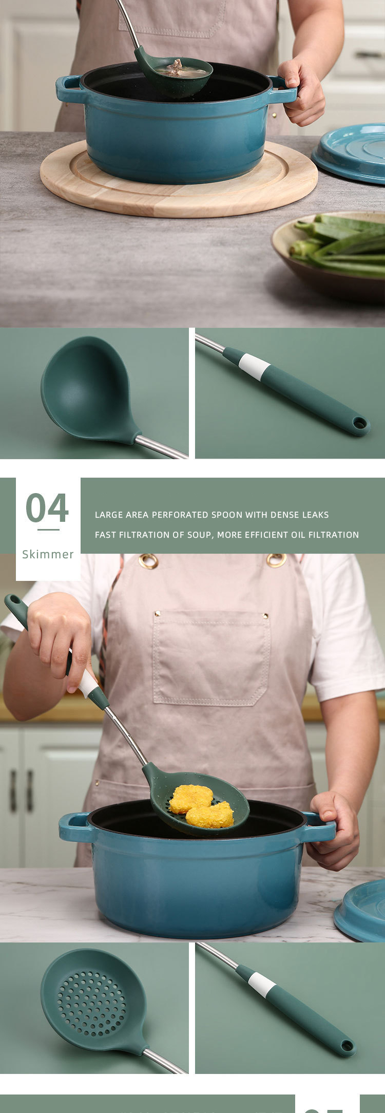 kitchen tools gadgets silicon cooking conina Non-Stick Heat Resistant 6pcs silicone kitchen utensils