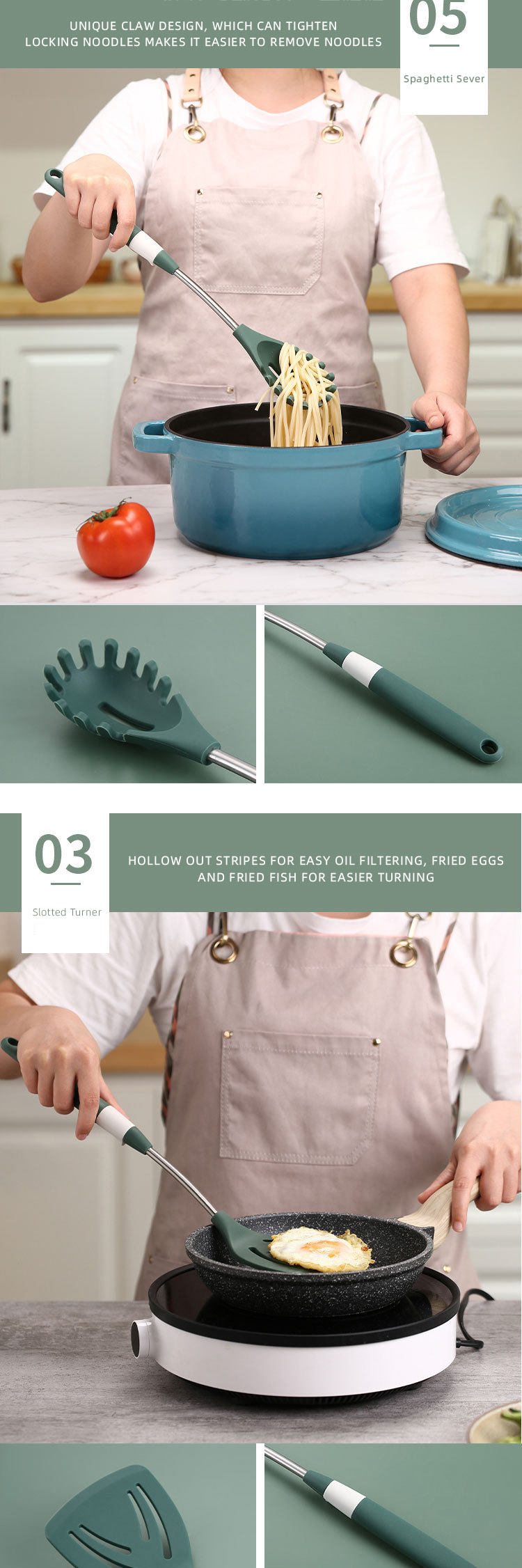 kitchen tools gadgets silicon cooking conina Non-Stick Heat Resistant 6pcs silicone kitchen utensils