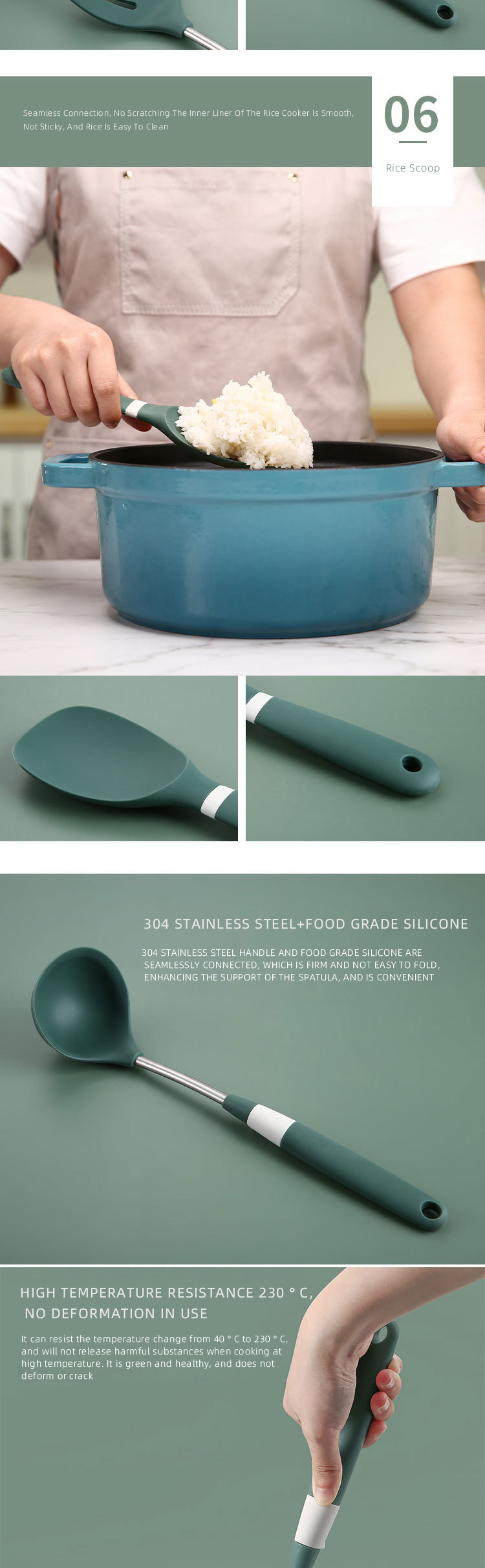 kitchen tools gadgets silicon cooking conina Non-Stick Heat Resistant 6pcs silicone kitchen utensils