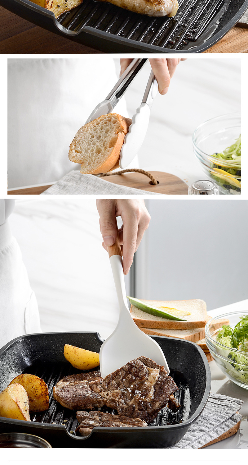 13pcs In 1 Set Wooden Handle Kitchenware Non Stick Kitchen Accessories Silicone Cooking Kitchen Utensil Set