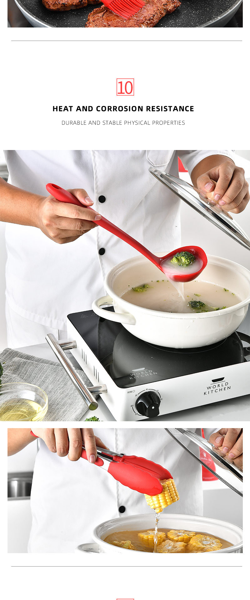 10 pieces Silicone Kitchen Accessories Cooking Tools Non-stick Pan Cocina Silicone Kitchen Utensils set