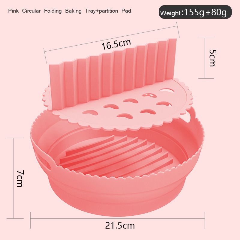 235g Reusable Silicone Pot Air Fryer Basket With Partition Pad Collapsible Food Safe Air Fryer Liner Oven Accessories