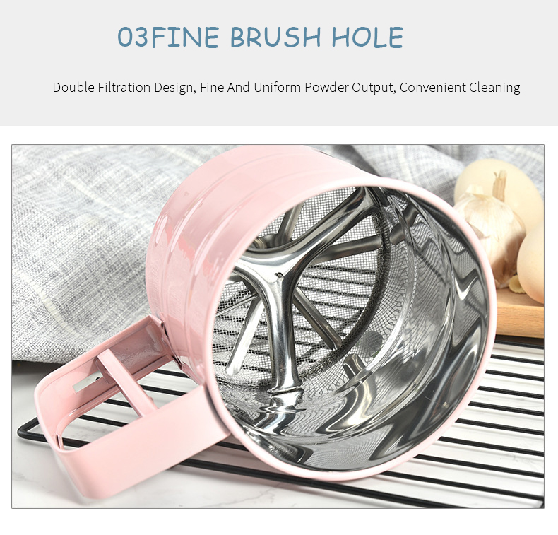 Bakeware Baking Flour Sieve Cup Stainless Steel Handheld Mesh Sieve Cup Cake Baking Tools Flour Sifter Manual Press Flour Sieve