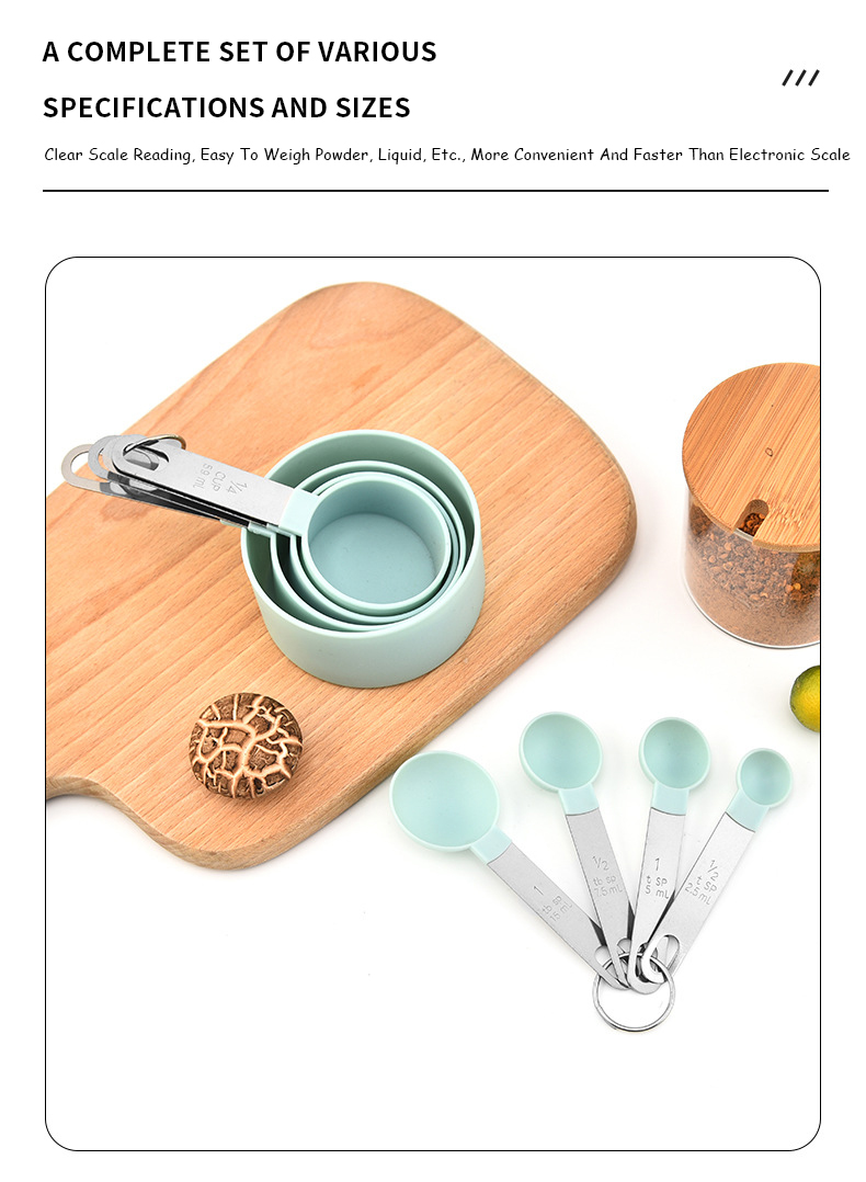 8pcs Measuring Cup And Digital Measuring Spoon Set With stainless steel Handle Convenient And Practical Kitchen Measuring Tool