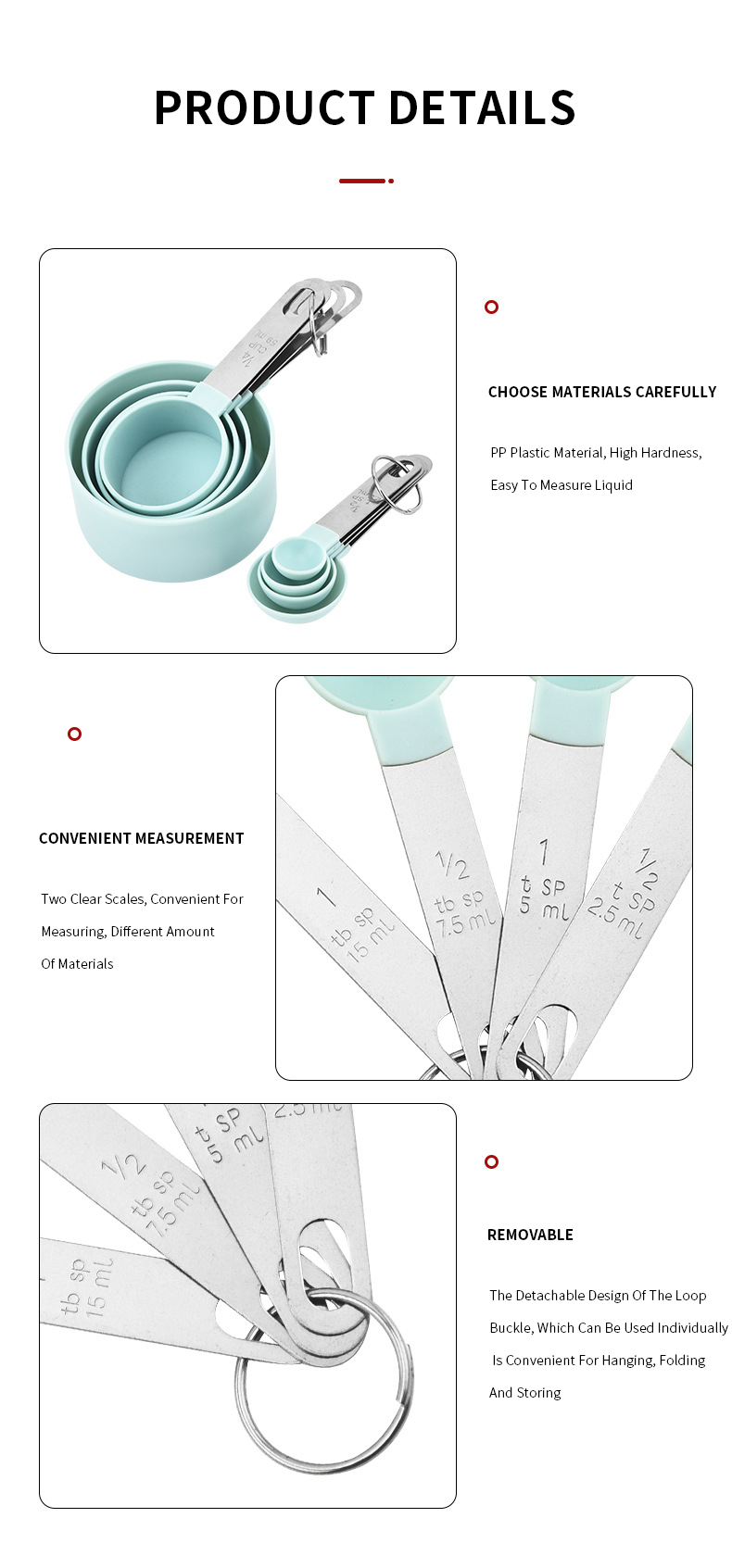 8pcs Measuring Cup And Digital Measuring Spoon Set With stainless steel Handle Convenient And Practical Kitchen Measuring Tool