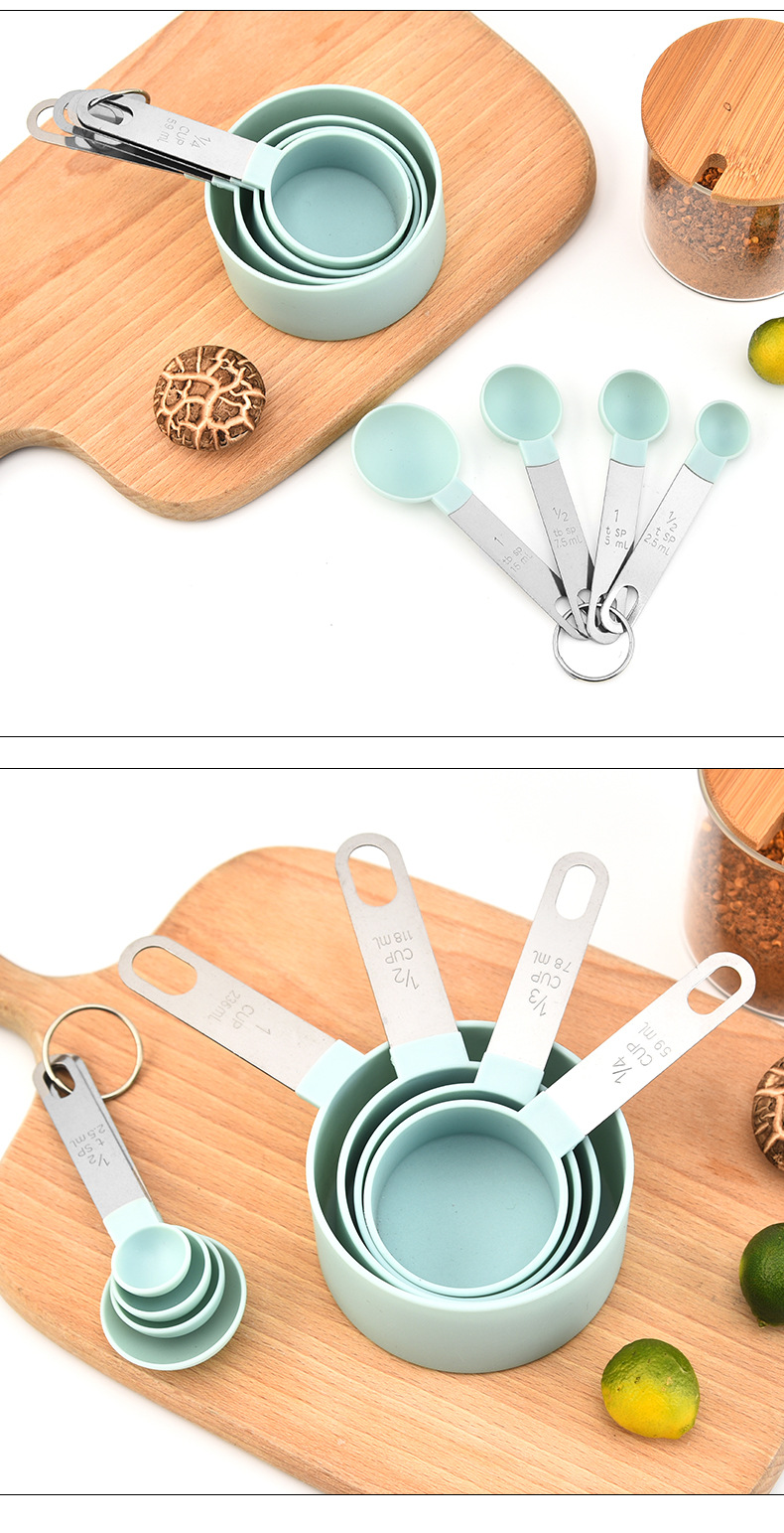 8pcs Measuring Cup And Digital Measuring Spoon Set With stainless steel Handle Convenient And Practical Kitchen Measuring Tool