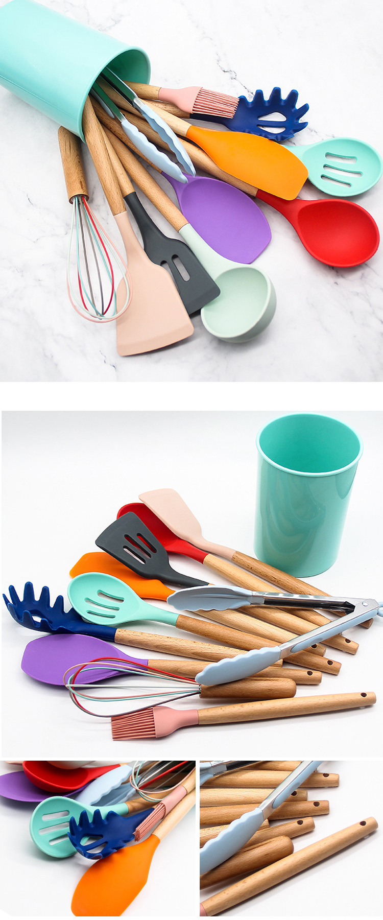 18pcs Cooking Gadget Heat-Resistant Silicone Spatula colorful knife set stainless steel kitchen knife set kitchen Utensil Set