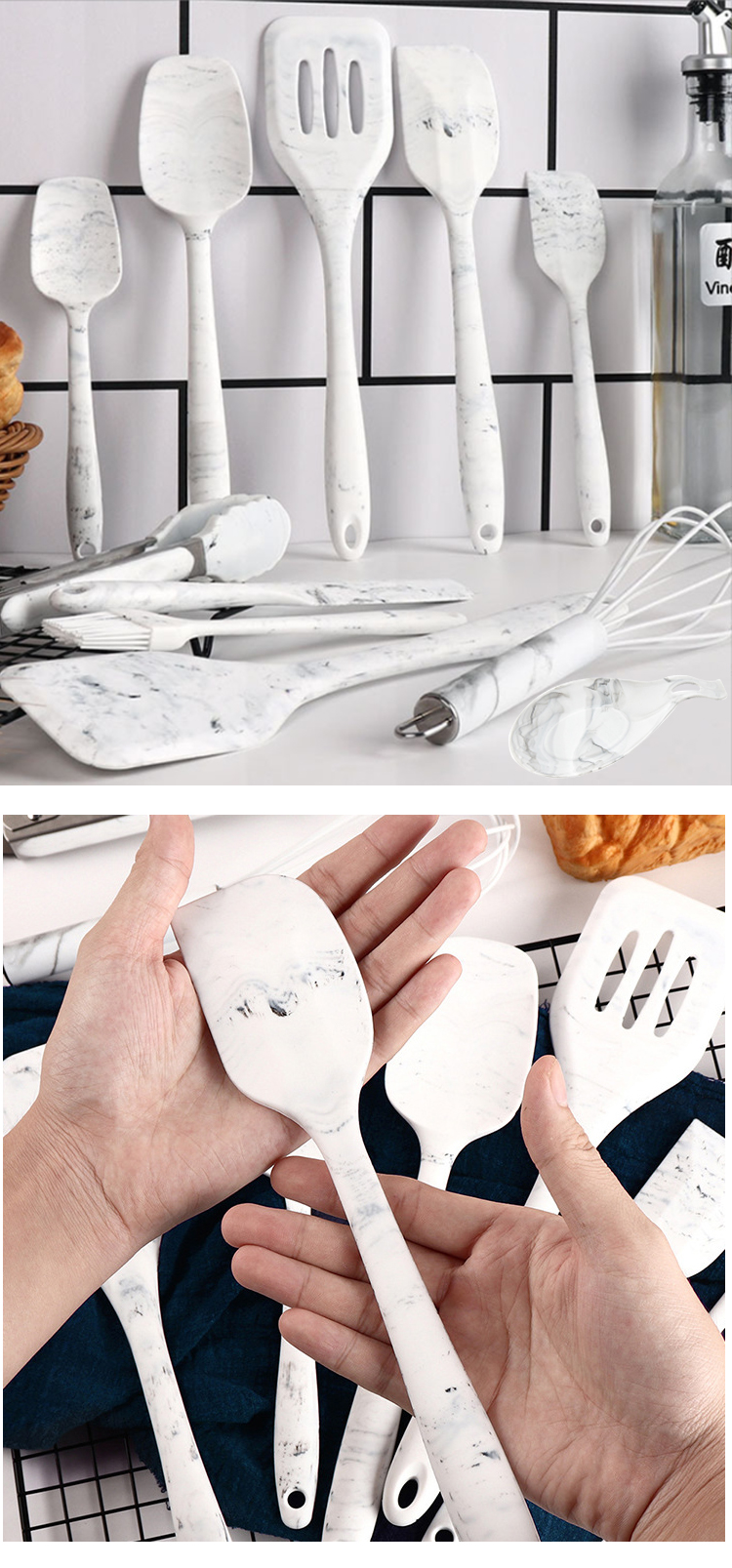 AMAZON PRODUCTS MARBLE SILICONE BAKING TOOLS KITCHEN COOKING UTENSILS SETS 11PCS SILICONE KITCHEN UTENSILS SET