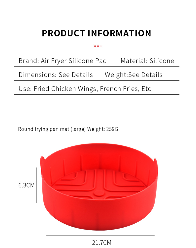 259g Foldable air fryer silicone liner Oven Baking Basket kitchen bakeware set No Stick air fryer liners silicone