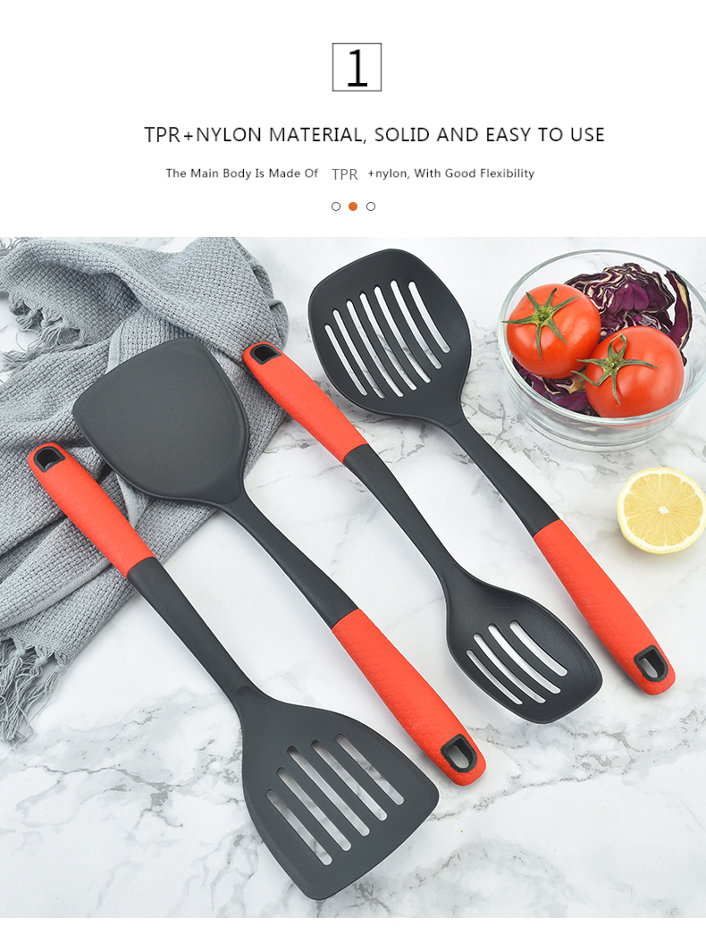 Amazon Hot Sale 8pcs Nylon Kitchen Tools Non-stick Turner Spoon Ladle Kitchen Accessories Nylon Kitchen Utensils Set Cookware