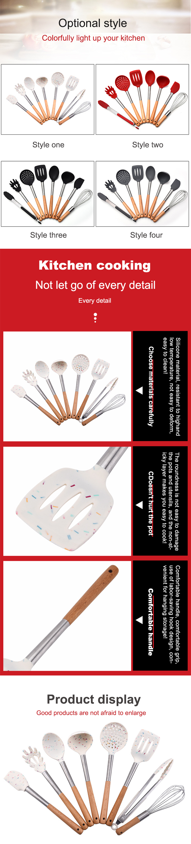BEST SELLER KITCHEN ACCESSORIES KITCHEN WARES SET COOKING UTENSIL BAKING TOOLS SILICONE UTENSILS SET WITH STAINLESS STEEL HANDLE