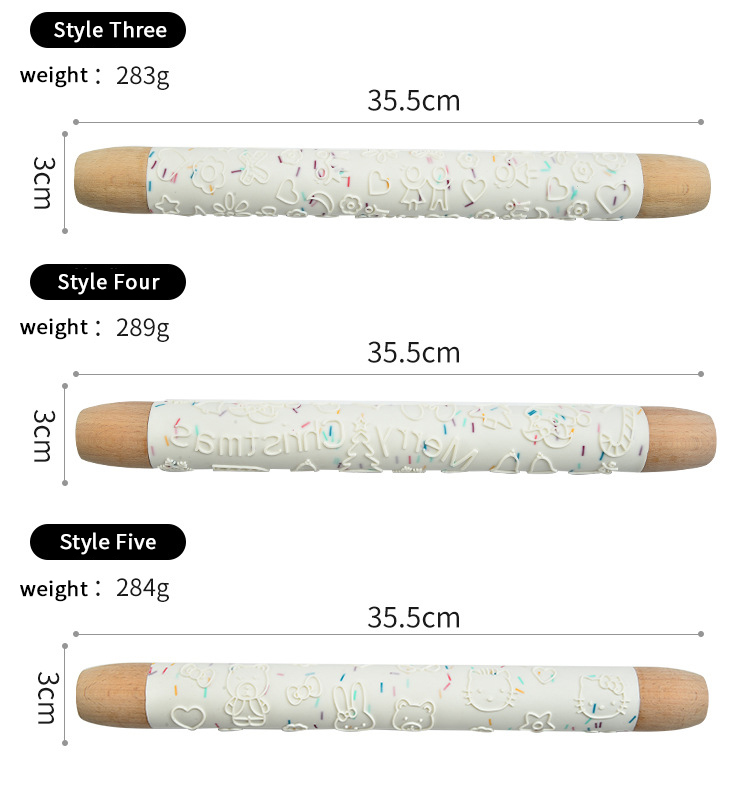 Factory Selling Non Stick Baking Fondant Mini Pizza Dough Roller Baking Utensils Silicone Rolling Pin Professional Rolling Pin