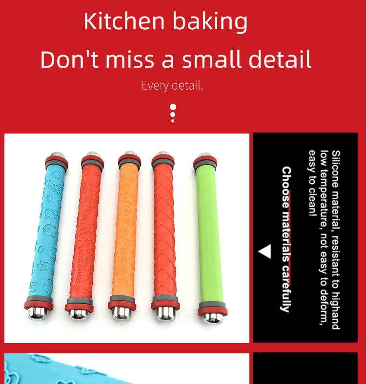 Multifunction Kitchen Utensils Kitchen Gadgets Adjustable Rolling Pin silicone Rolling Pin Baking Tools Engraved Rolling Pin