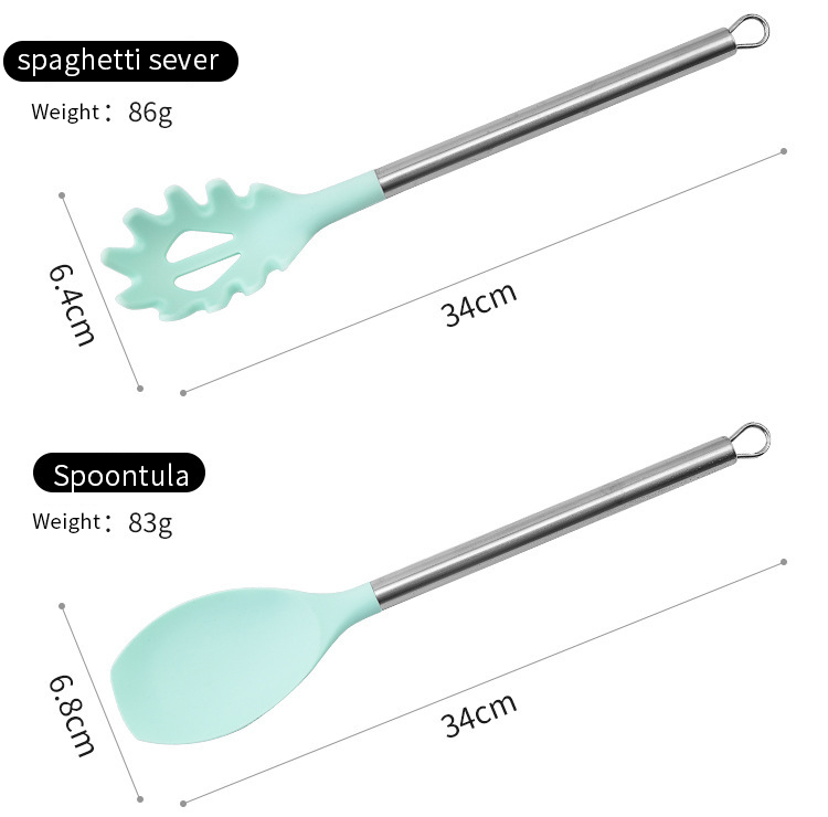 Hot Sale 14Pcs Stainless Steel Handle Silicone kitchen cooking utensils Cookware Kitchen accessories Sets of Kitchen Utensil
