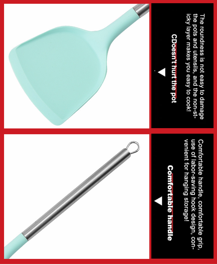 Hot Sale 14Pcs Stainless Steel Handle Silicone kitchen cooking utensils Cookware Kitchen accessories Sets of Kitchen Utensil